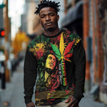 King Of Reggae Legend Bob Long Sleeve Shirt Rasta Cannabis - African Pride