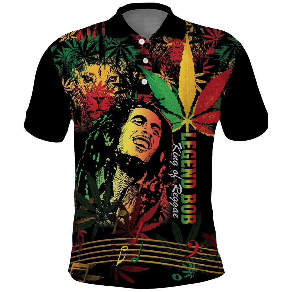 King Of Reggae Legend Bob Polo Shirt Rasta Cannabis - African Pride