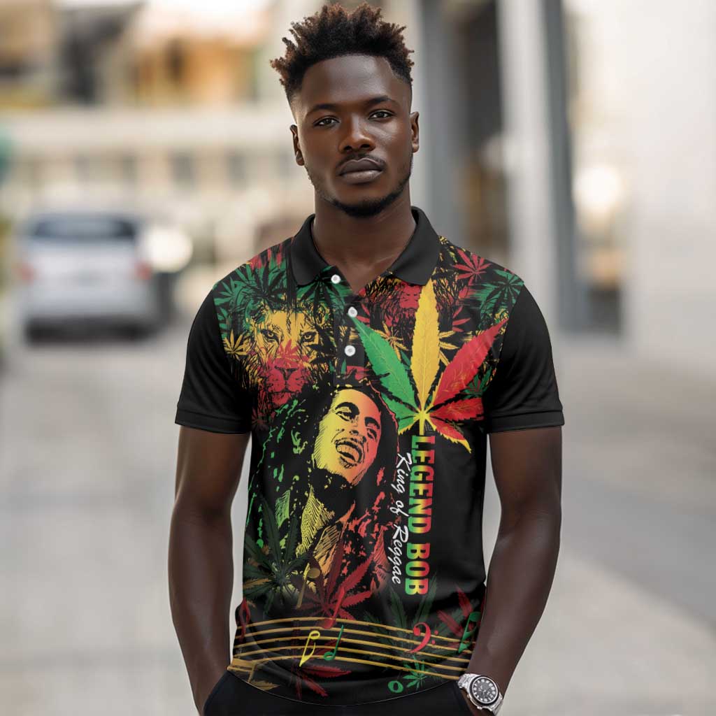 King Of Reggae Legend Bob Polo Shirt Rasta Cannabis - African Pride