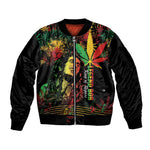 King Of Reggae Legend Bob Sleeve Zip Bomber Jacket Rasta Cannabis - African Pride