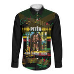 Jamaica Reggae Legend Tosh Long Sleeve Button Shirt Cannabis Pattern - African Pride