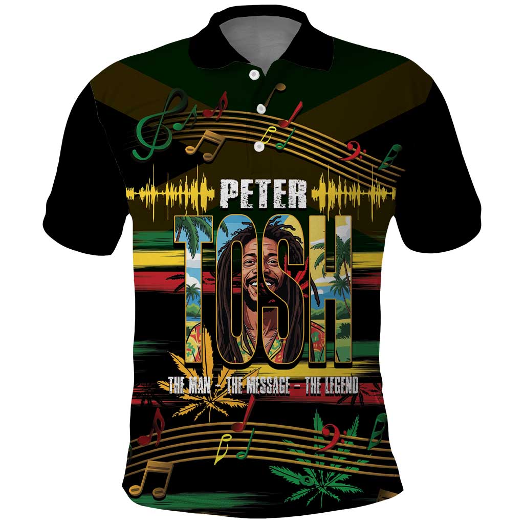 Jamaica Reggae Legend Tosh Polo Shirt Cannabis Pattern - African Pride