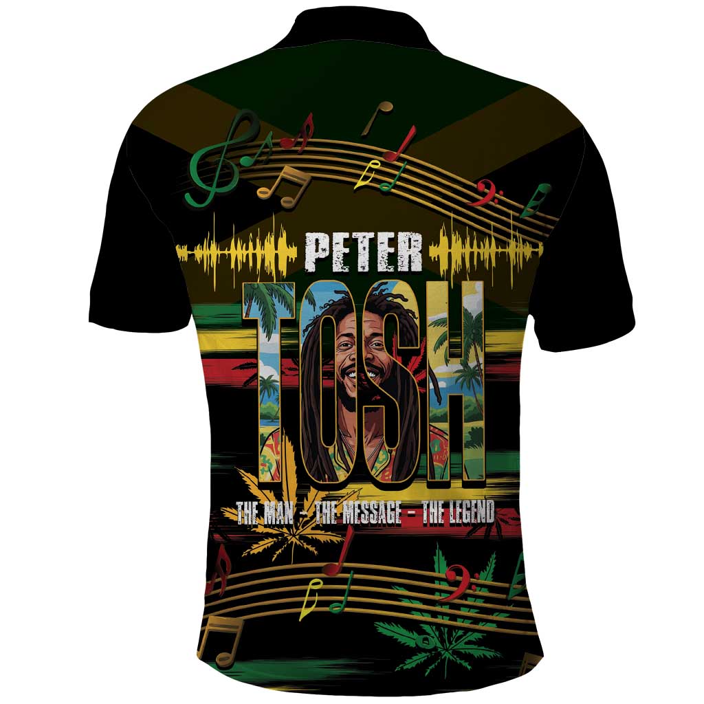 Jamaica Reggae Legend Tosh Polo Shirt Cannabis Pattern - African Pride