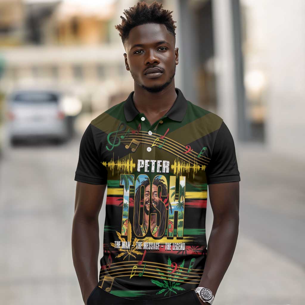 Jamaica Reggae Legend Tosh Polo Shirt Cannabis Pattern - African Pride