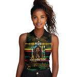 Jamaica Reggae Legend Tosh Women Sleeveless Polo Shirt Cannabis Pattern - African Pride