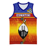 Personalised Eswatini Independence Day Basketball Jersey Swaziland Nguni Shield Gradient African Pattern - African Pride