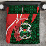 Personalized Burkina Faso Republic Day Bedding Set Bogolan Mudcloth - Coat Of Arms Design