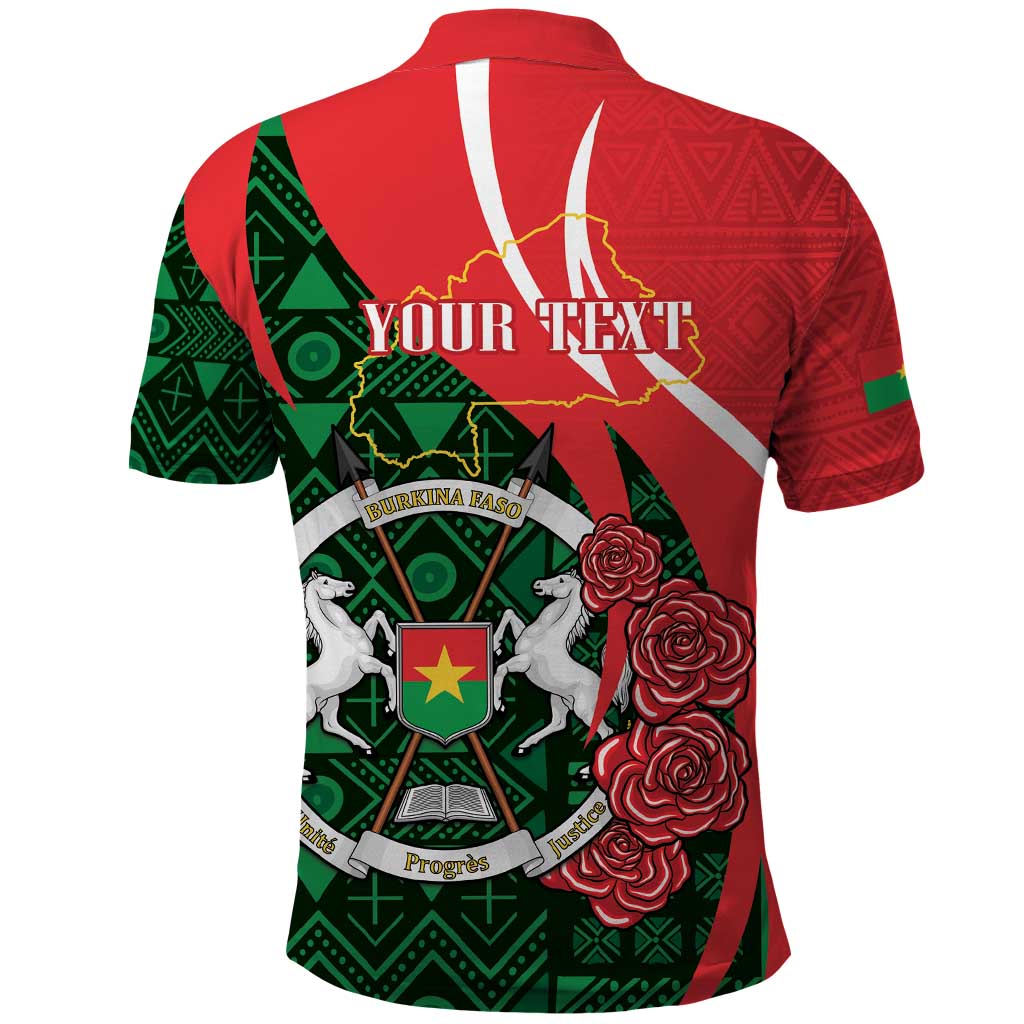 Personalized Burkina Faso Republic Day Polo Shirt Bogolan Mudcloth - Coat Of Arms Design