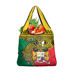 Personalised Benin National Day Grocery Bag Coat Of Arms With Leopard African Pattern
