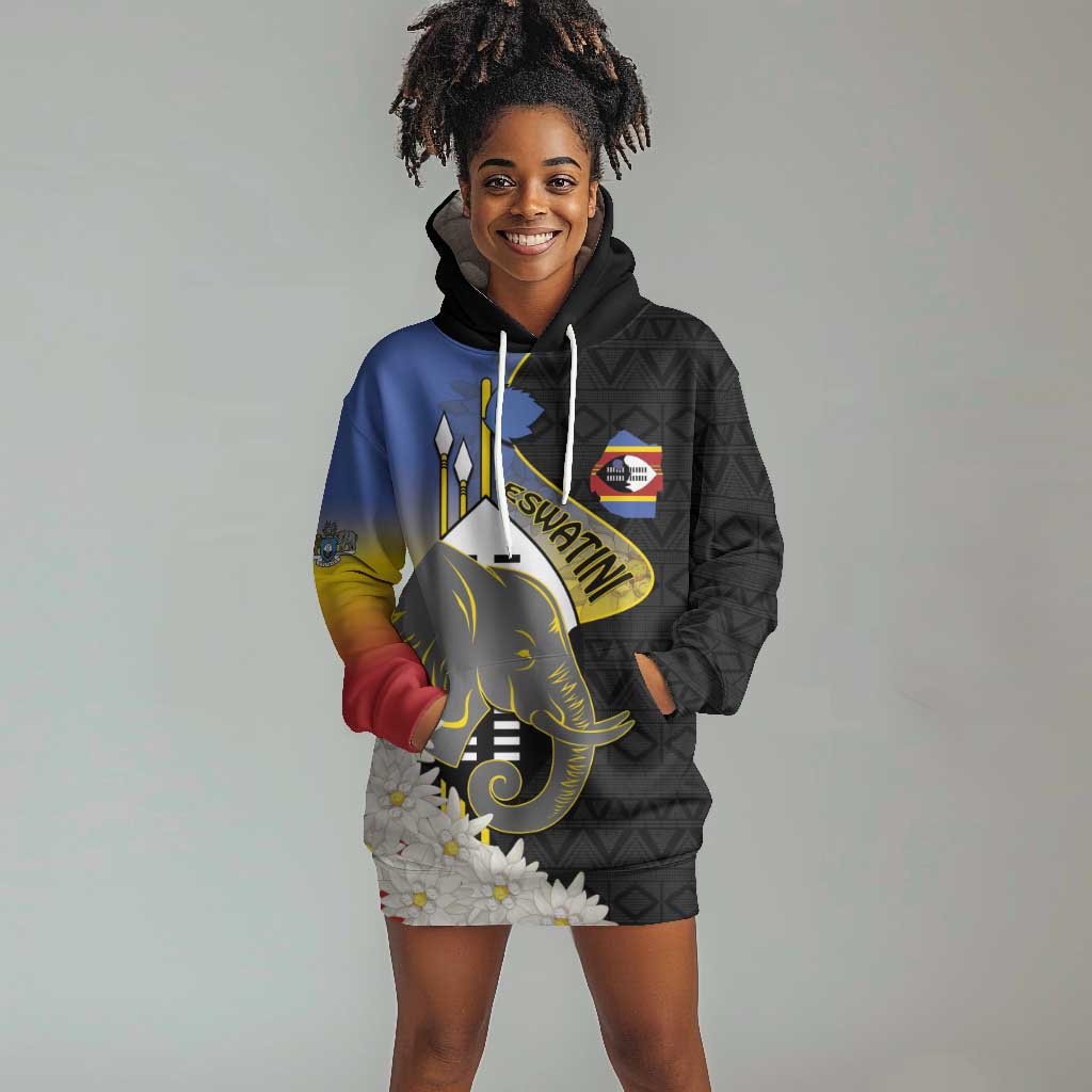 Afro Swaziland Somhlolo Day Hoodie Dress Nguni Shield African Pattern - African Pride