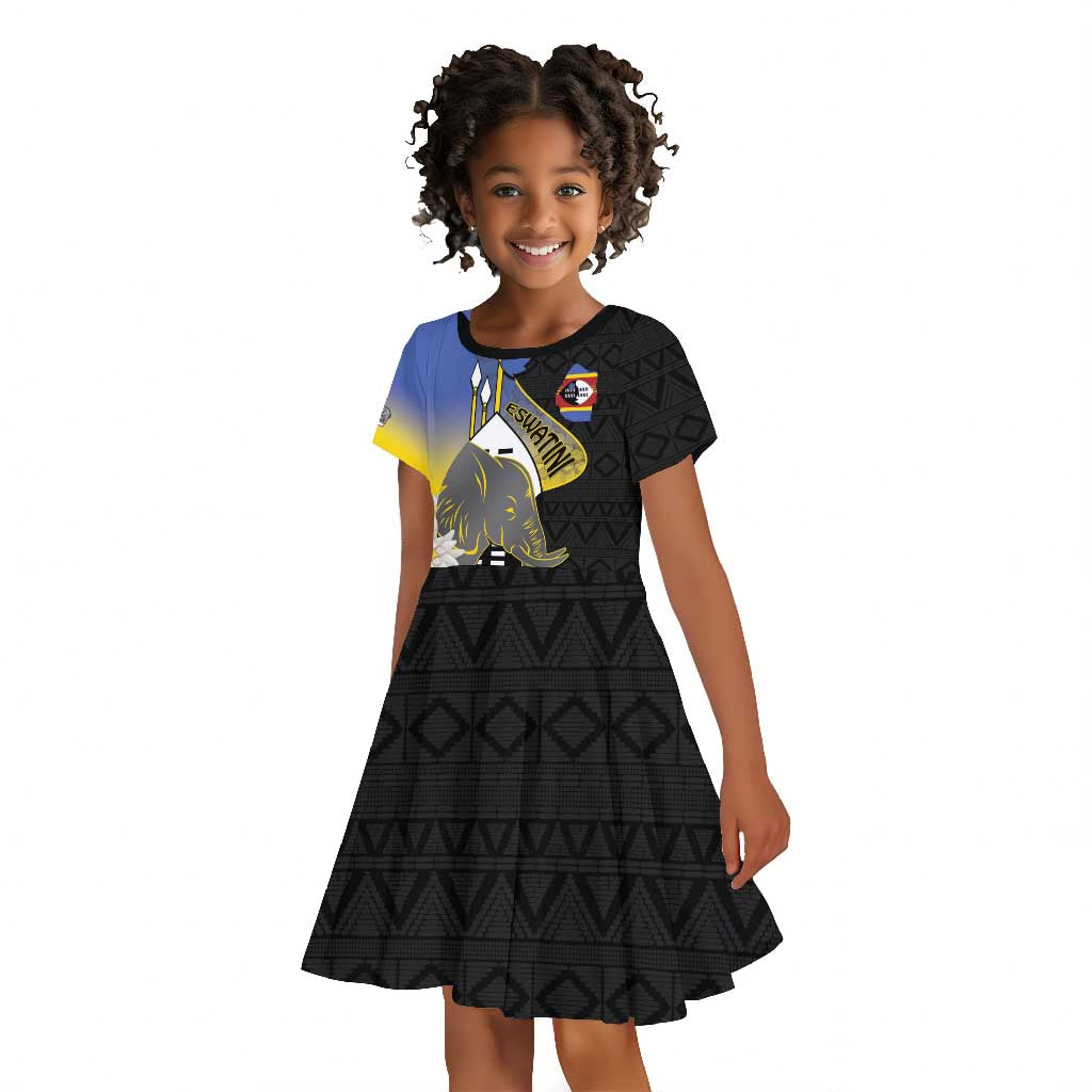 Afro Swaziland Somhlolo Day Kid Short Sleeve Dress Nguni Shield African Pattern - African Pride