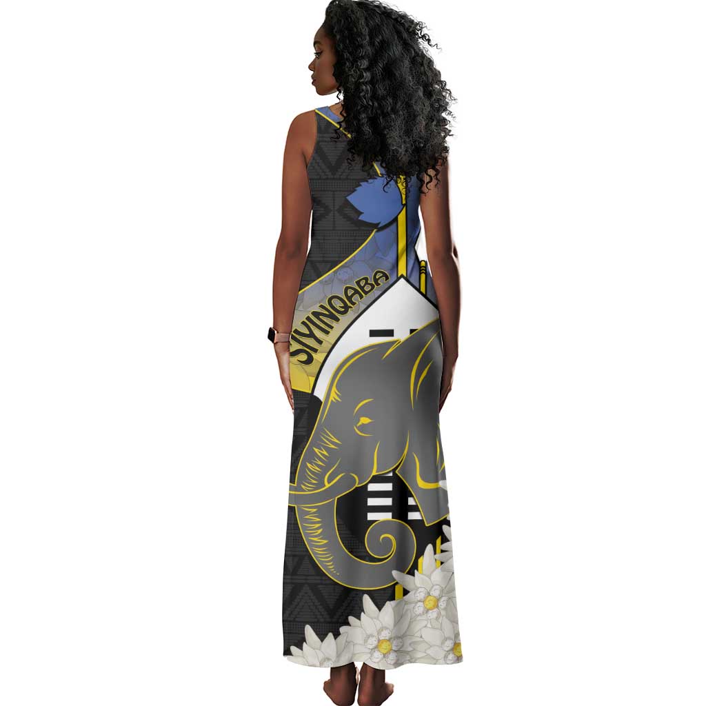 Afro Swaziland Somhlolo Day Tank Maxi Dress Nguni Shield African Pattern - African Pride