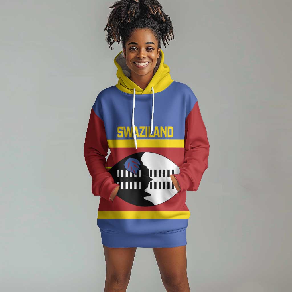 Afro Swaziland Hoodie Dress Siyinqaba Eswatini Flag Style - African Pride