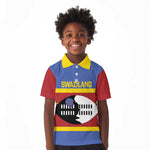 Afro Swaziland Kid Polo Shirt Siyinqaba Eswatini Flag Style - African Pride
