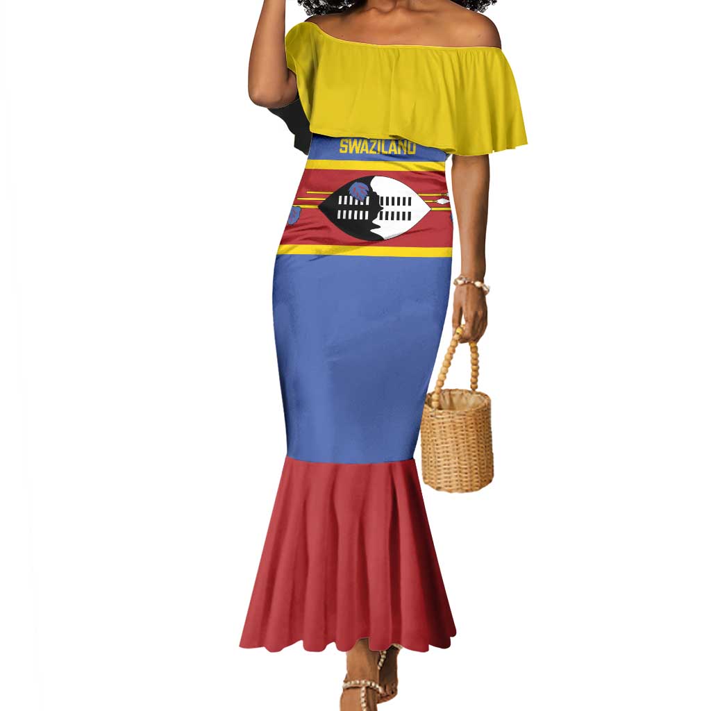 Afro Swaziland Mermaid Dress Siyinqaba Eswatini Flag Style - African Pride