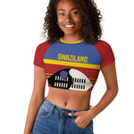 Afro Swaziland Raglan Cropped T shirt Siyinqaba Eswatini Flag Style - African Pride