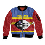 Afro Swaziland Sleeve Zip Bomber Jacket Siyinqaba Eswatini Flag Style - African Pride