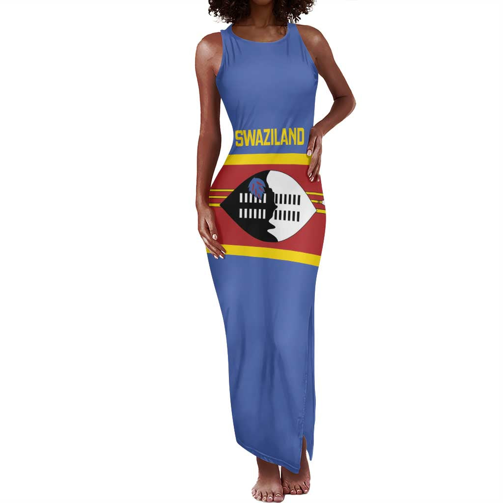 Afro Swaziland Tank Maxi Dress Siyinqaba Eswatini Flag Style - African Pride