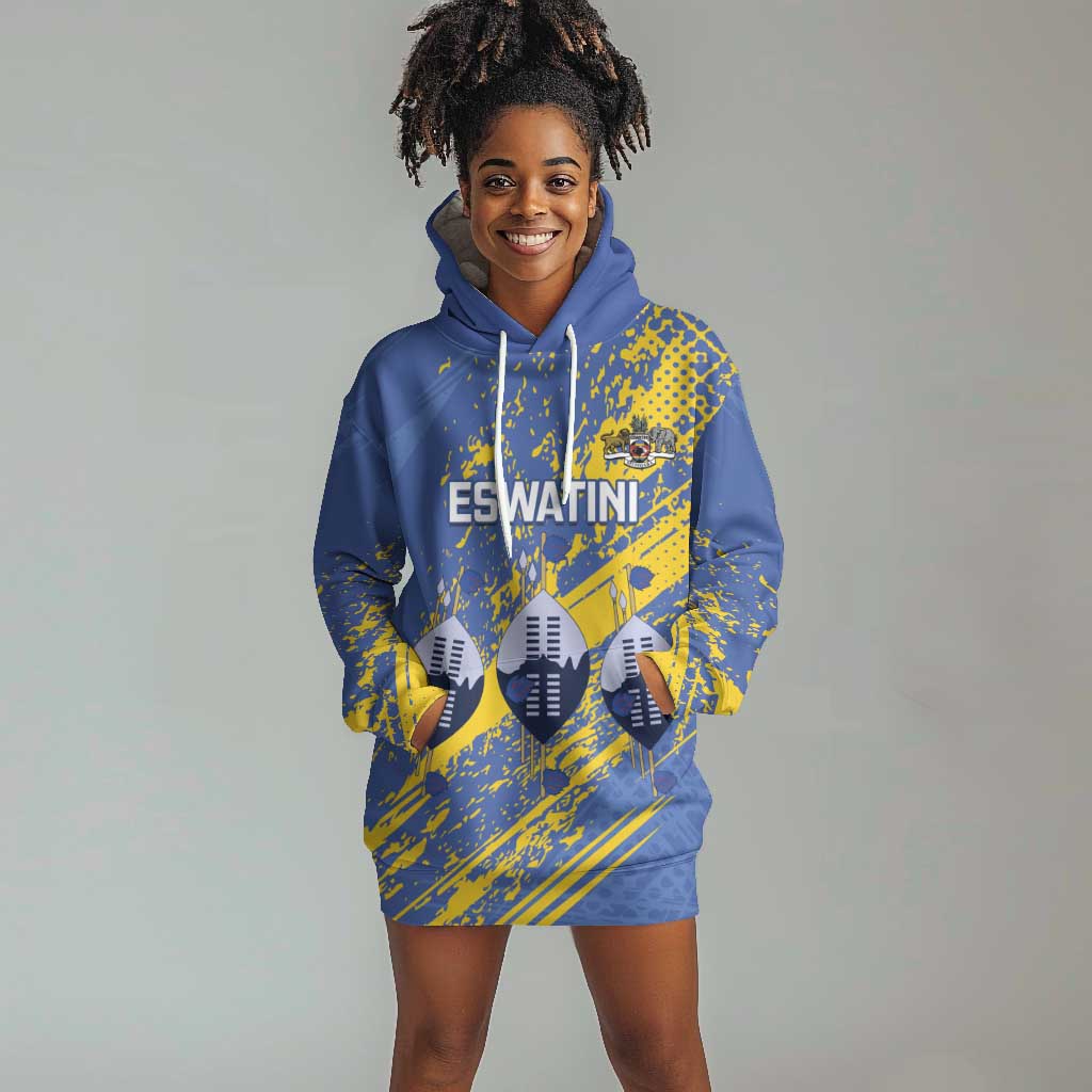 Eswatini Football Custom Hoodie Dress Sihlangu Semnikati Blue - African Pride