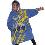 Eswatini Football Custom Kid Wearable Blanket Hoodie Sihlangu Semnikati Blue - African Pride