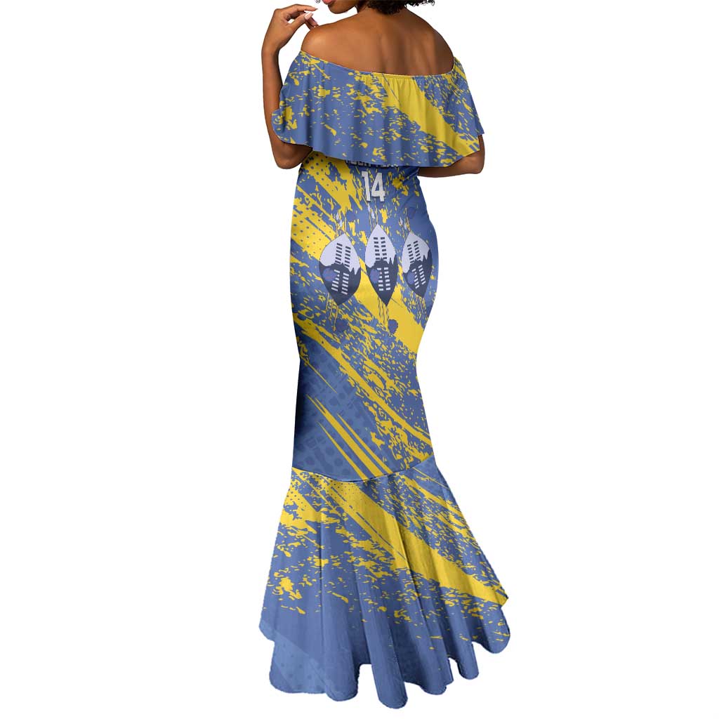 Eswatini Football Custom Mermaid Dress Sihlangu Semnikati Blue - African Pride