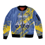 Eswatini Football Custom Sleeve Zip Bomber Jacket Sihlangu Semnikati Blue - African Pride
