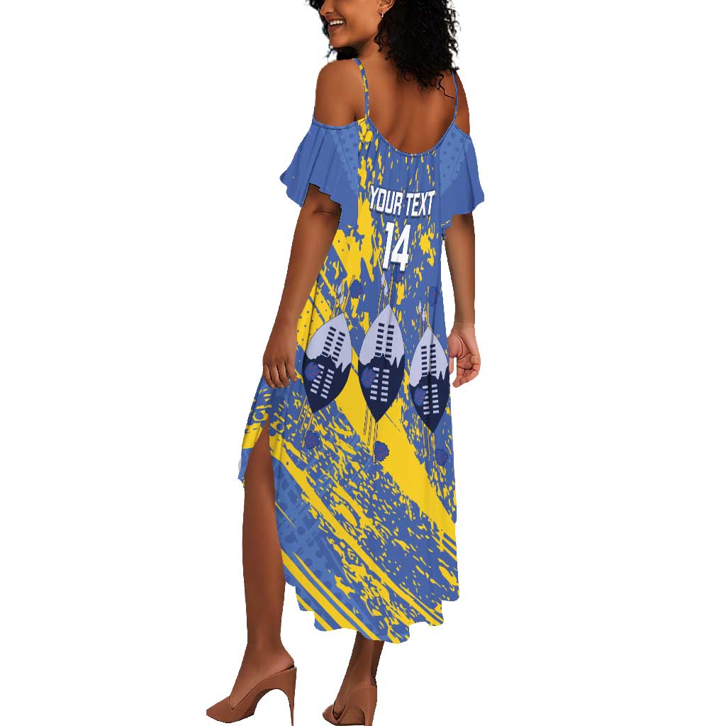 Eswatini Football Custom Summer Maxi Dress Sihlangu Semnikati Blue - African Pride