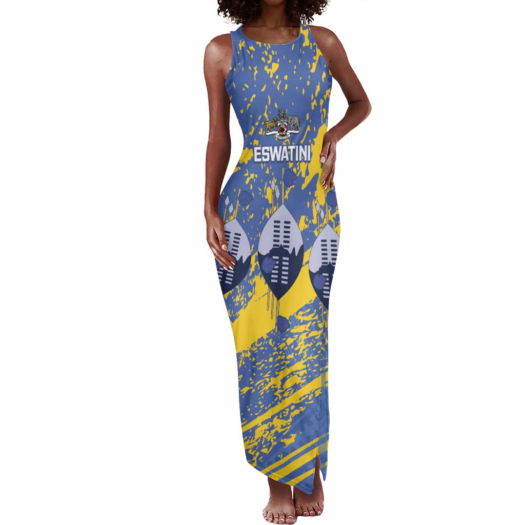 Eswatini Football Custom Tank Maxi Dress Sihlangu Semnikati Blue - African Pride