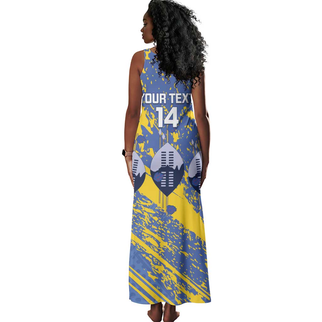 Eswatini Football Custom Tank Maxi Dress Sihlangu Semnikati Blue - African Pride