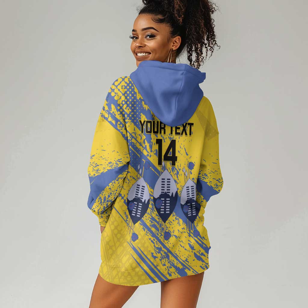 Eswatini Football Custom Hoodie Dress Sihlangu Semnikati Yellow - African Pride