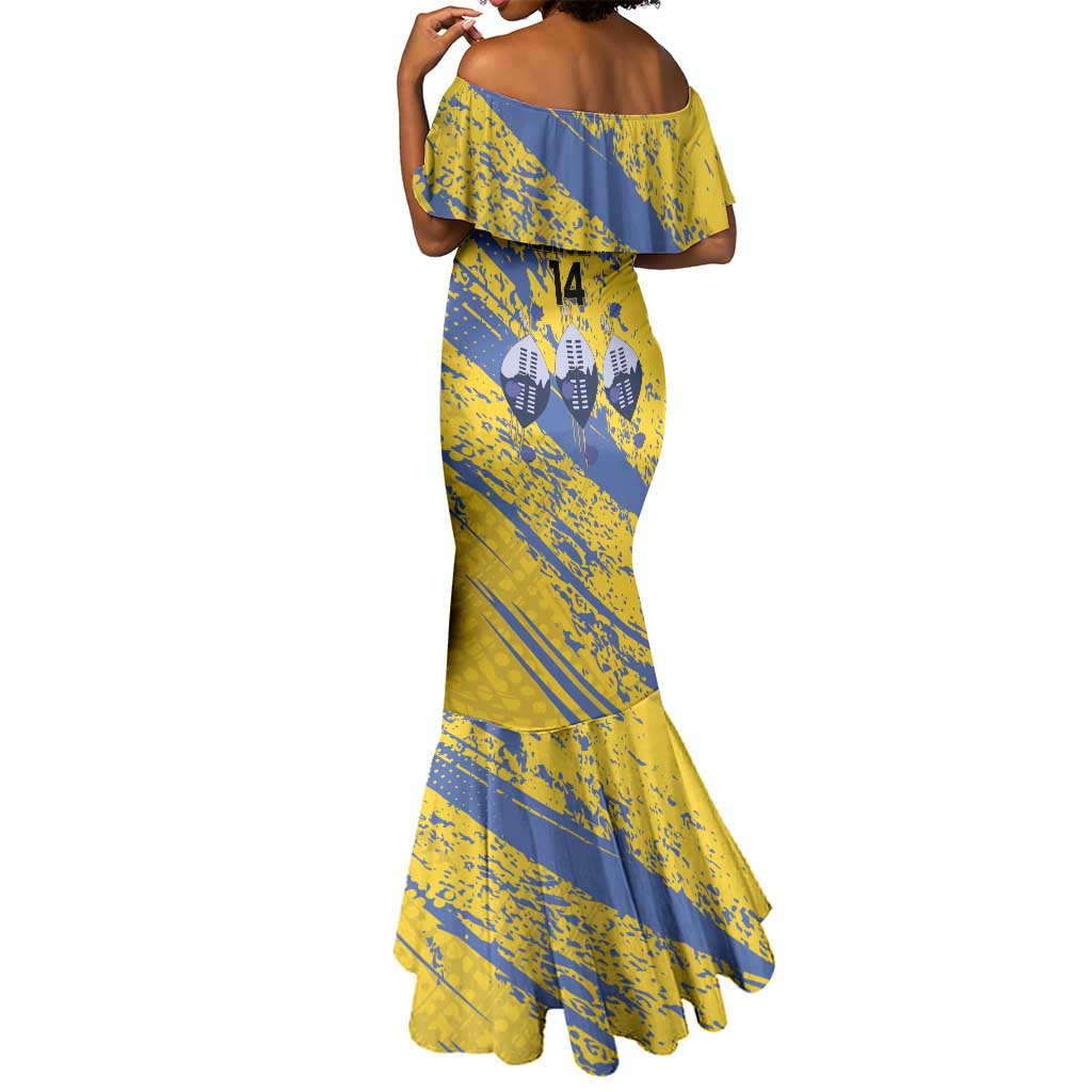 Eswatini Football Custom Mermaid Dress Sihlangu Semnikati Yellow - African Pride