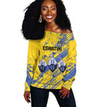 Eswatini Football Custom Off Shoulder Sweater Sihlangu Semnikati Yellow - African Pride