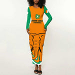 Custom Ivory Coast Football Long Sleeve Bodycon Dress 2024 Go Champions Les Elephants LT14