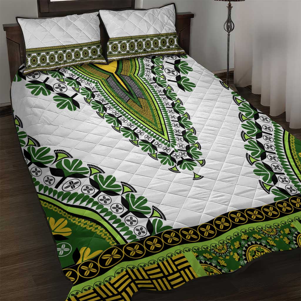 Africa Quilt Bed Set African Dashiki Royal Green Version