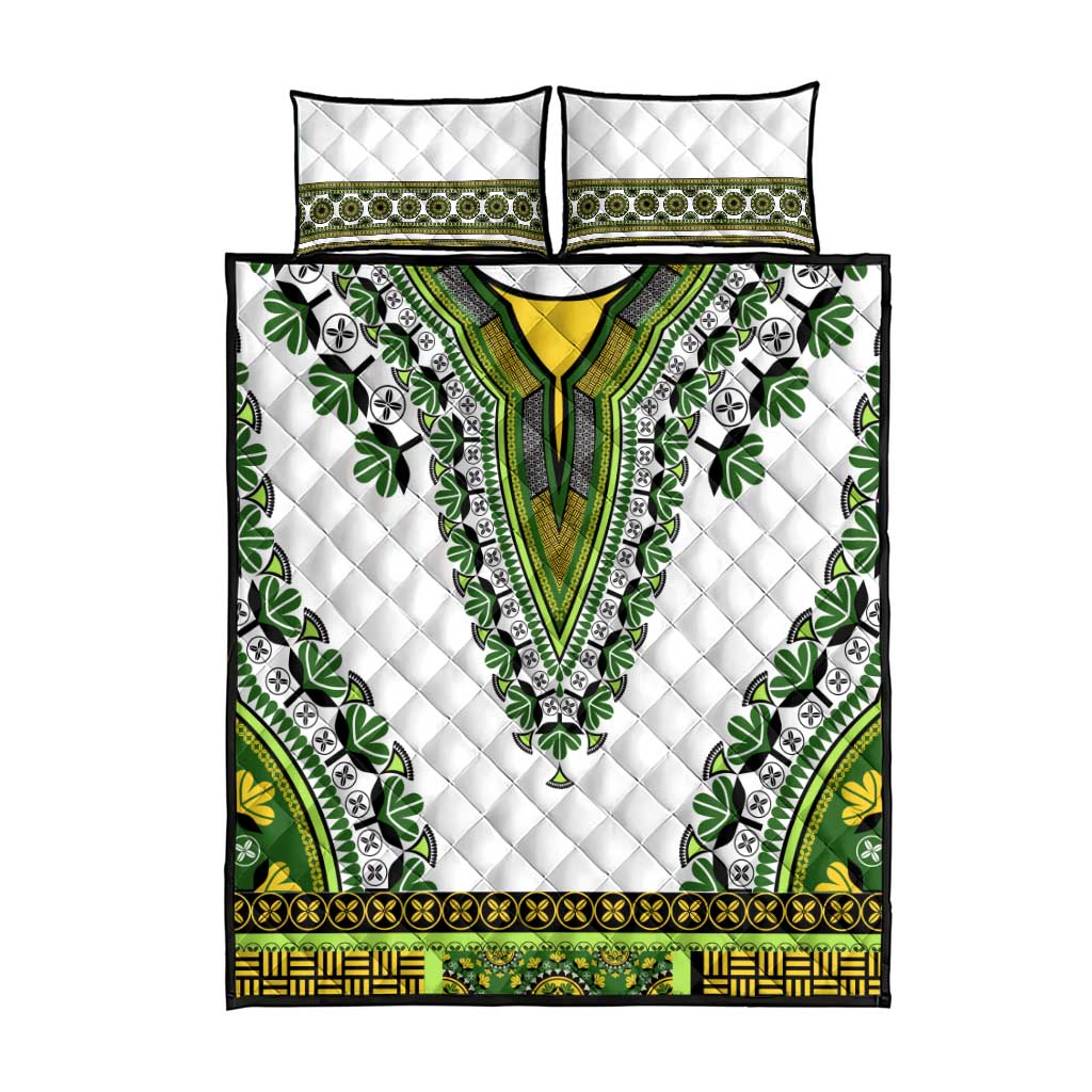 Africa Quilt Bed Set African Dashiki Royal Green Version
