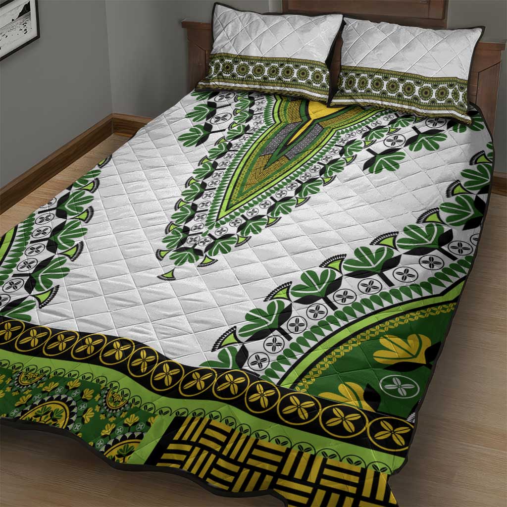 Africa Quilt Bed Set African Dashiki Royal Green Version