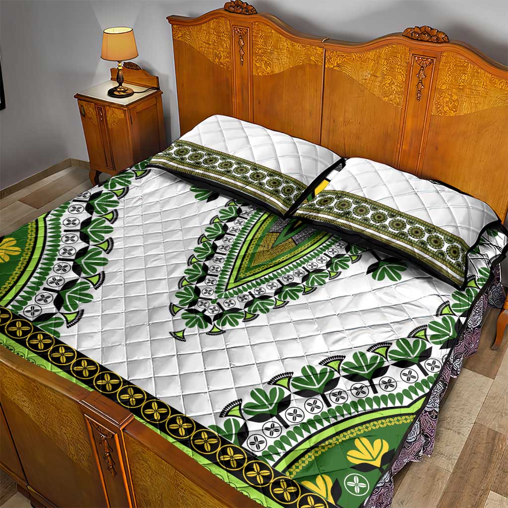 Africa Quilt Bed Set African Dashiki Royal Green Version