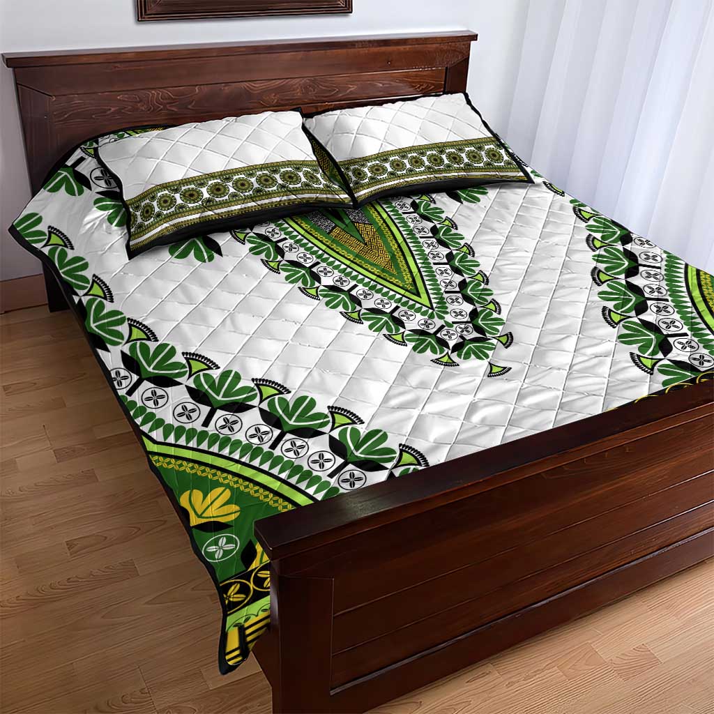 Africa Quilt Bed Set African Dashiki Royal Green Version
