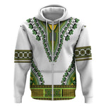 Africa Zip Hoodie African Dashiki Royal Green Version