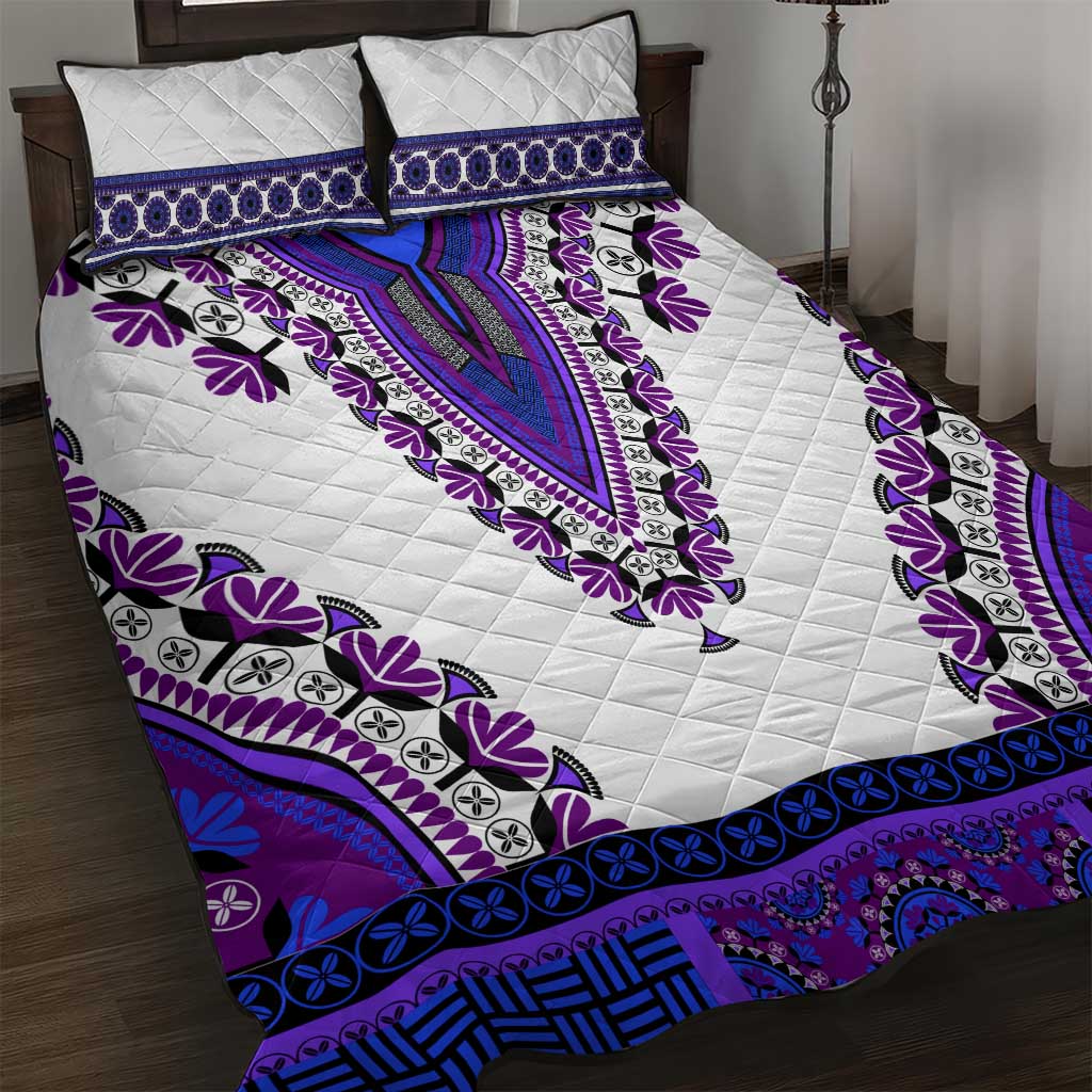 Africa Quilt Bed Set African Dashiki Royal Purple Version