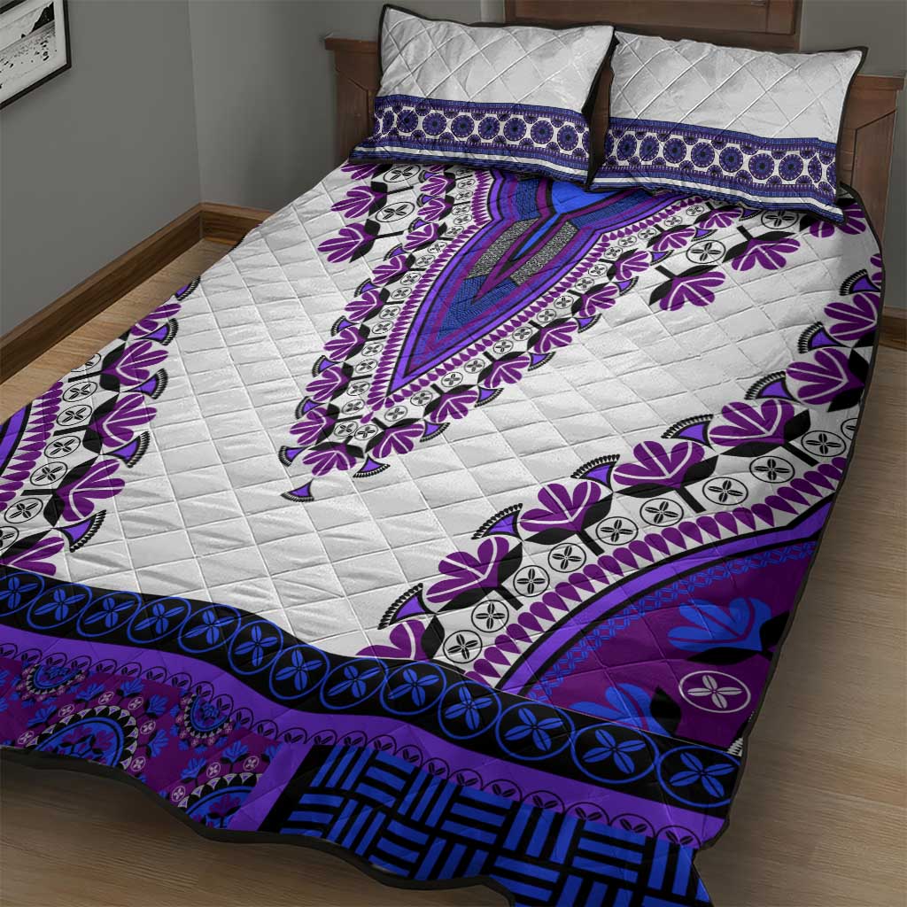 Africa Quilt Bed Set African Dashiki Royal Purple Version