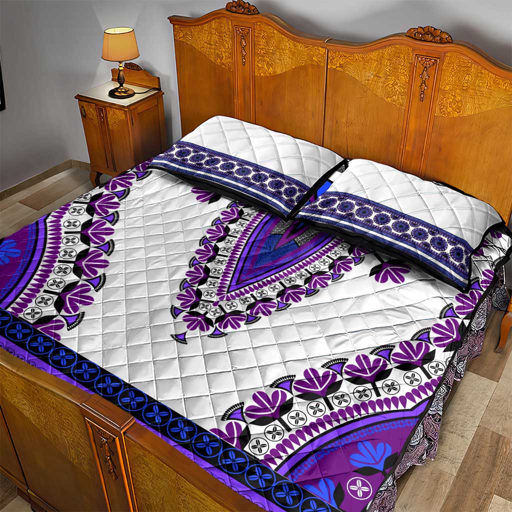 Africa Quilt Bed Set African Dashiki Royal Purple Version