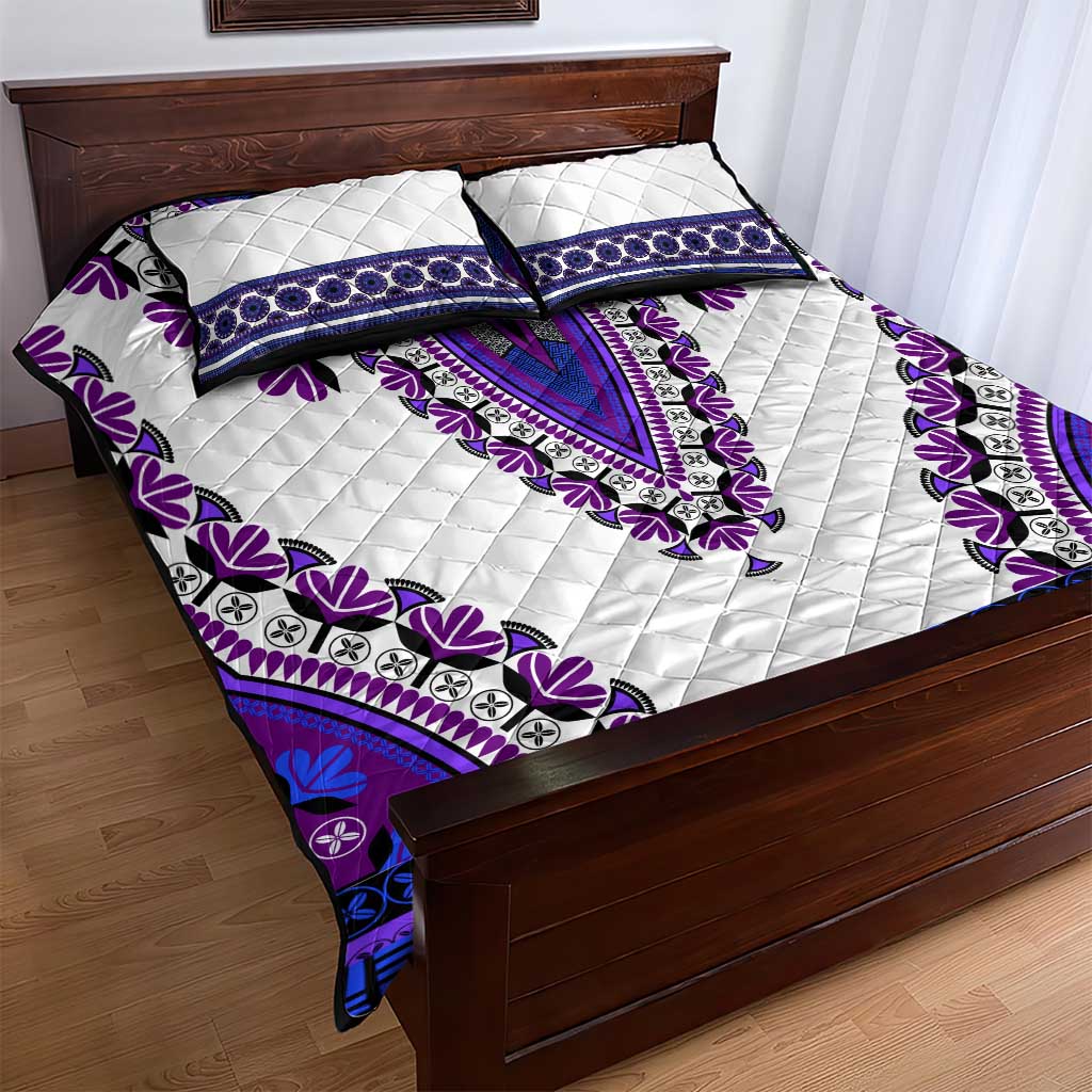 Africa Quilt Bed Set African Dashiki Royal Purple Version