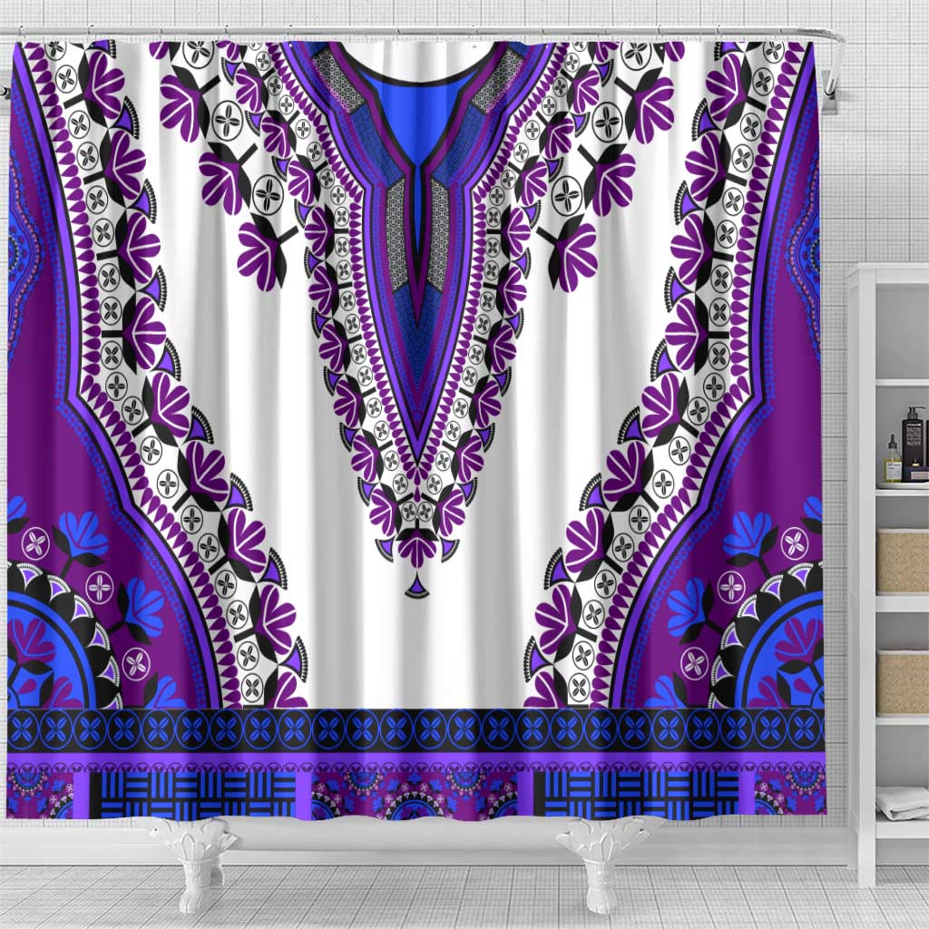 Africa Shower Curtain African Dashiki Royal Purple Version