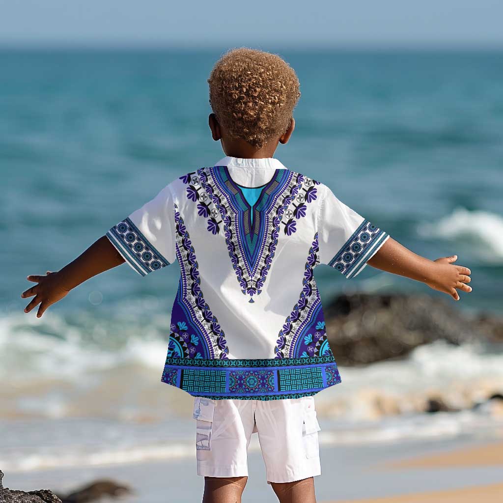 Africa Kid Hawaiian Shirt African Dashiki Royal Blue Version