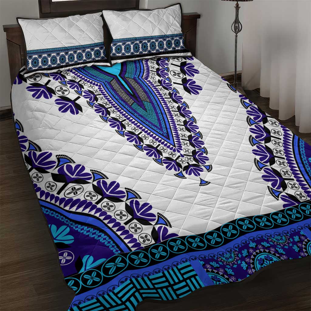 Africa Quilt Bed Set African Dashiki Royal Blue Version