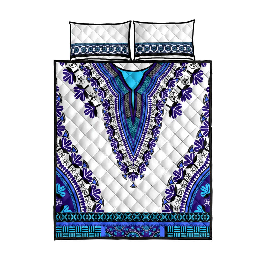 Africa Quilt Bed Set African Dashiki Royal Blue Version