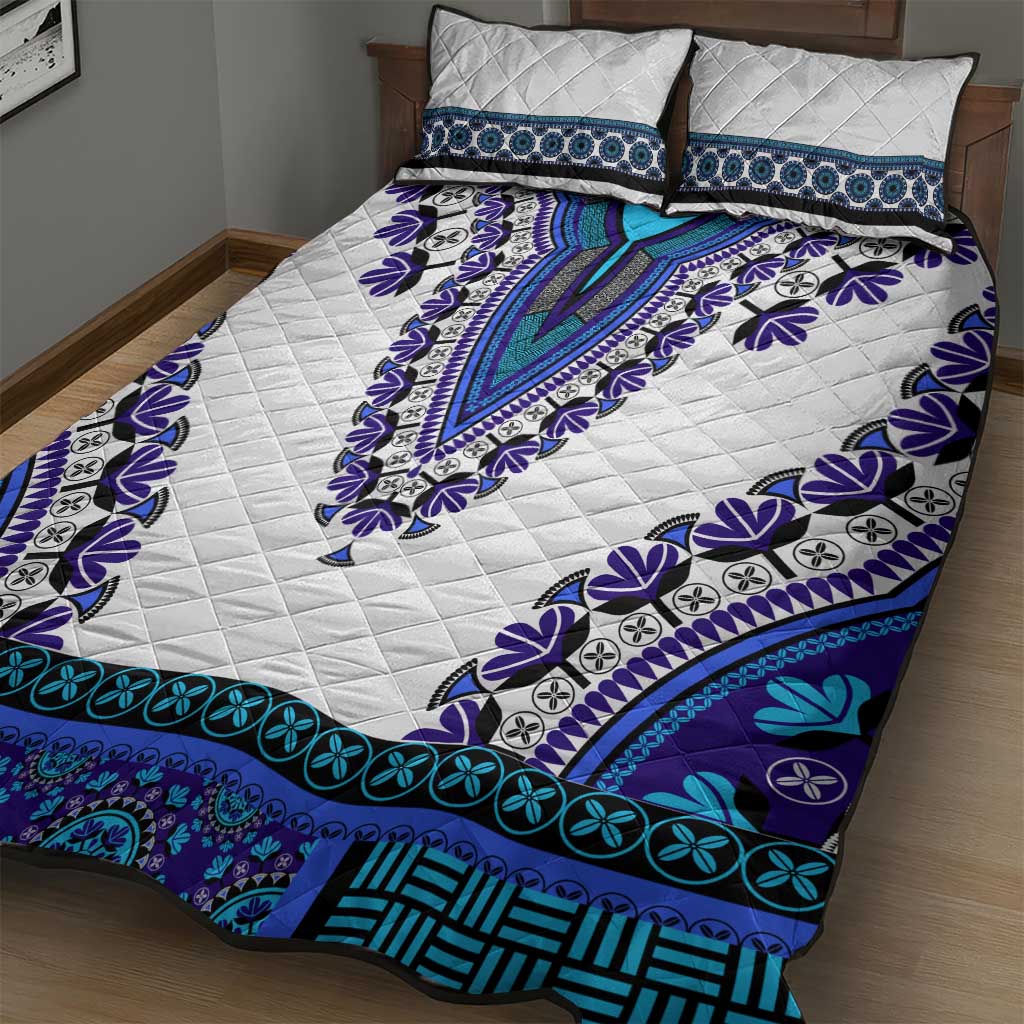 Africa Quilt Bed Set African Dashiki Royal Blue Version