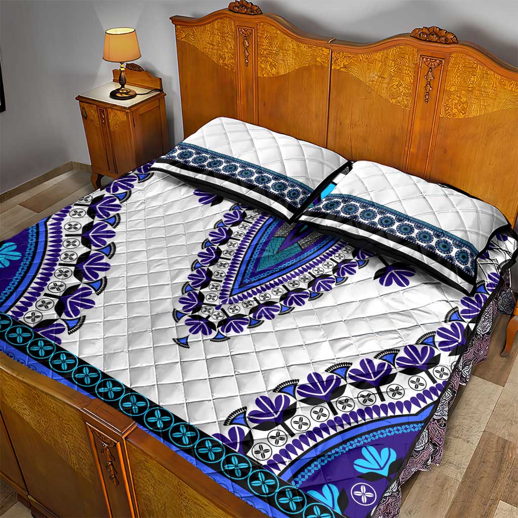 Africa Quilt Bed Set African Dashiki Royal Blue Version
