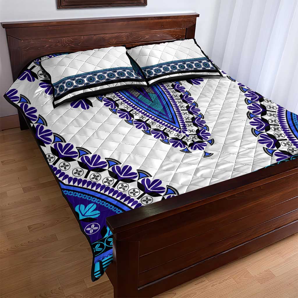 Africa Quilt Bed Set African Dashiki Royal Blue Version